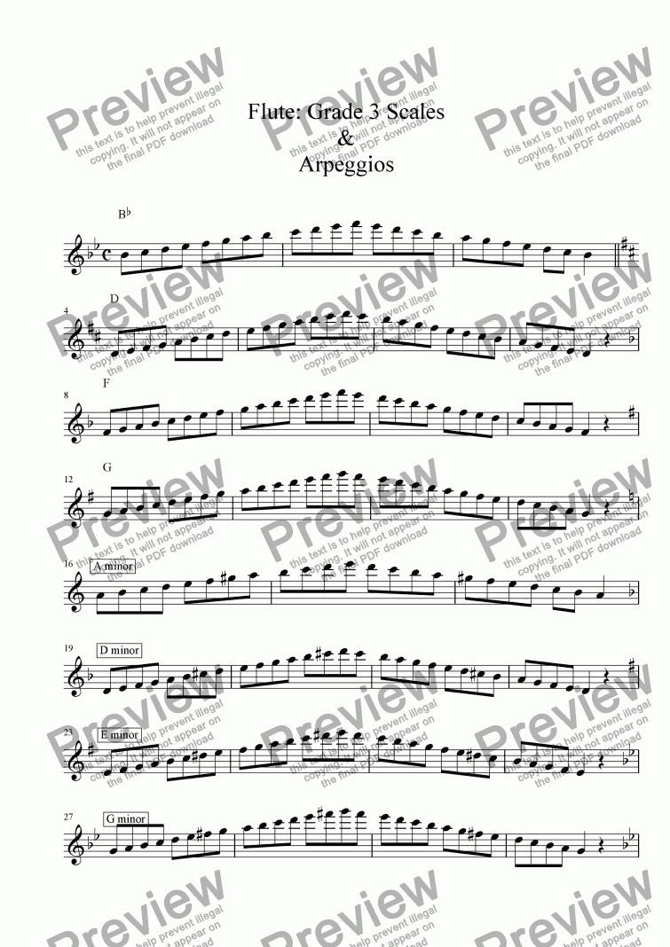 Flute Grade 3 Scales & Arpeggios( ABRSM format ) Download PDF file