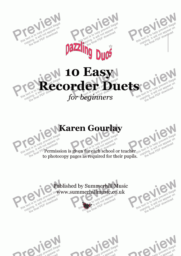 Dazzling Duos 10 Easy Recorder Duets Download Sheet Music Pdf File