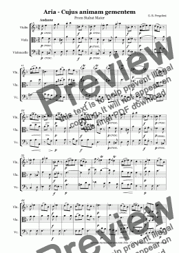 page one of Pergolesi Aria for String Trio