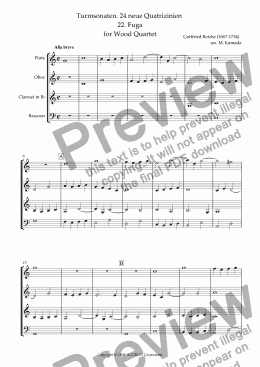 page one of Turmsonaten. 24 neue Quatrizinien 22. Fuga for Wood Quartet