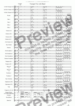 page one of Mucho Mexicano! - Trumpet Trio with Wind Band - Full Score