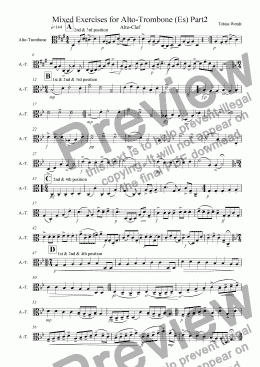 page one of !2.exercises for Alto-Trombone Solo (Alto-Clef).sib