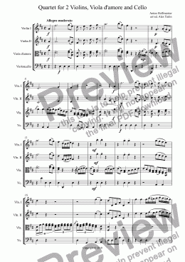 page one of Quartet for 2 Violins, Viola d'amore and Cello