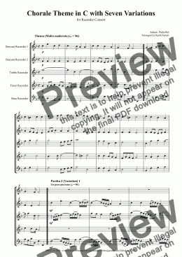 page one of Chorale Partita with Seven Variations for Recorder Consort