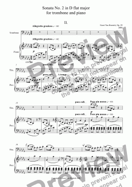 page one of Sonata No. 2 in D flat major for trombone and piano, Op. 29 - II. Allegretto grazioso