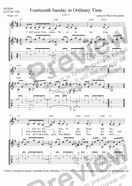 page one of Responsorial Psalm - 14th Sunday in Ordinary Time, Yr. A (Guitar Option)