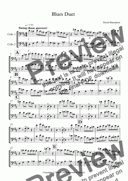 page one of Blues Duet for Cello