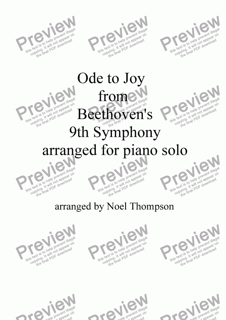 Ode To Joy From Beethovens 9th Symphony Piano Solo Revised Pdf