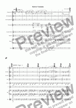 page one of Hybris Variations (juvenilia, mixed ensemble)