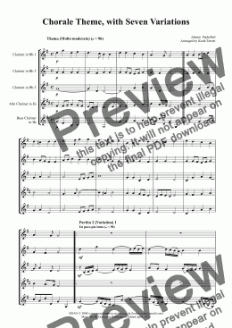 page one of Chorale Partita with Seven Variations for Clarinet Ensemble