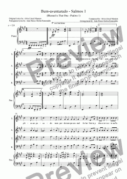 page one of 25- Bem-aventurado  - Salmos 1 - in A - Coral (SATB) e Piano (Original by Alvin Lloyd Masters)