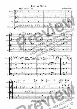 page one of Rakoczy March or Hungarian March from ’La damnation de Faust’ by Berlioz for String Quartet