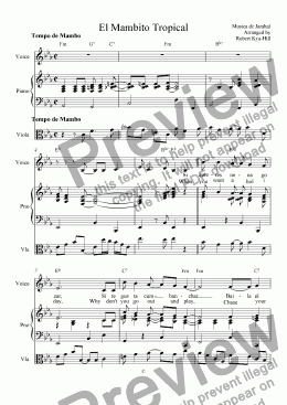 page one of El Mambito Tropical [Piano, Viola, Voice]