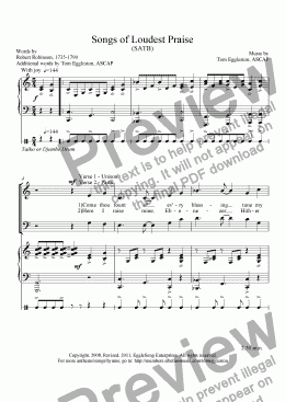 page one of Songs of Loudest Praise, SATB