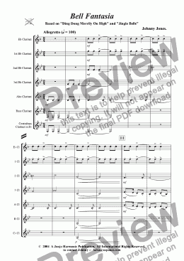page one of Bell Fantasia   (A Christmas Fantasy for Clarinet Choir)