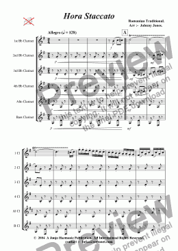 page one of Hora Staccato   (Clarinet Choir)