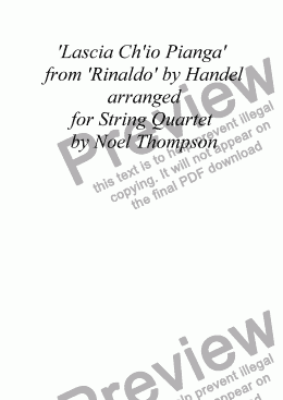 page one of In Memoriam-Lascia Ch'io Pianga - Handel, arr.for String Quartet