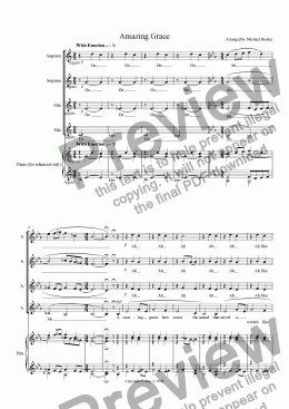 page one of Amazing Grace for Female Choir