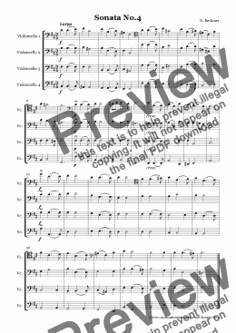 page one of Becker Sonata No.4 for Cello Quartet
