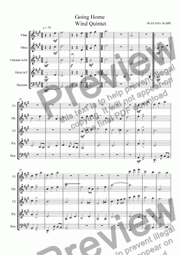 page one of Going Home - Wind Quintet