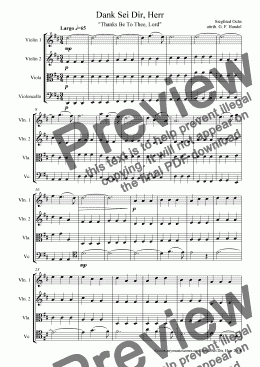 page one of Ochs atrib Handel Dank Sei Dir, Herr for String Quartet.