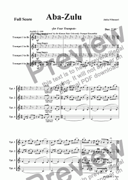 page one of Aba-Zulu (for four Trumpets)
