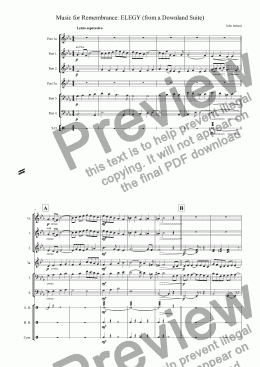 page one of (Combo) Music for Remembrance: ELEGY (from a Downland Suite)