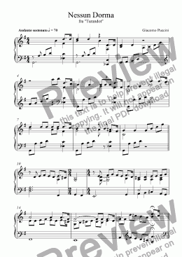 page one of Nessun Dorma