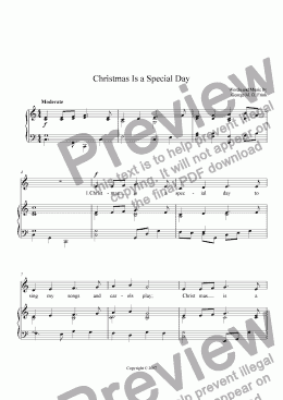 page one of Christmas Is a Special Day (unison children's anthem)