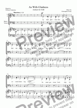 page one of As With Gladness, Anthem (SAB)