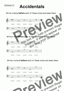 page one of Worksheet 15: Accidentals