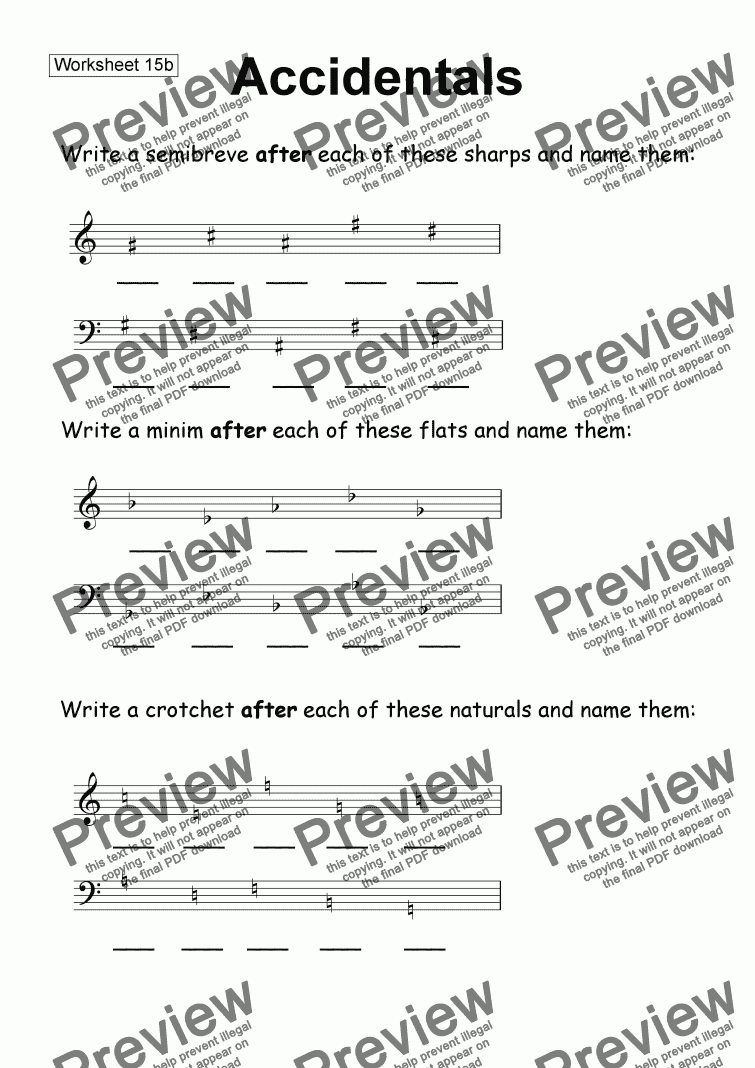 Worksheet 15b Accidentals Add A Note Download Sheet Music Pdf