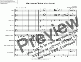 page one of March from ’Judas Maccabaeus’ for Wind  Quartet  (School Junior Wind Series) with optional KB & Percussion