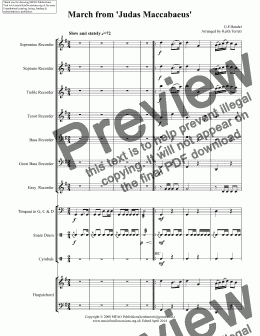 page one of March from 'Judas Maccabaeus' for Recorder Consort (School Junior Recorder Series)