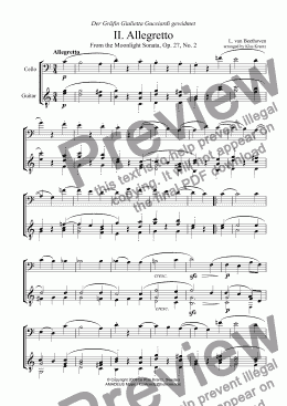 page one of Moonlight sonata - Allegretto for cello and guitar