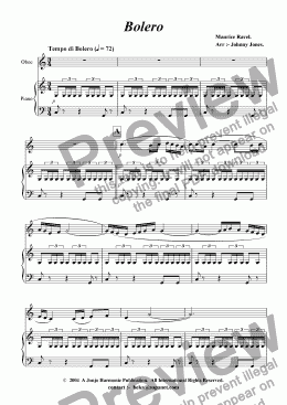 page one of Bolero  (Oboe and Piano)