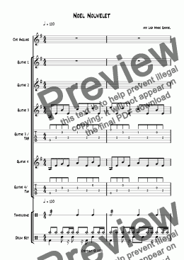 page one of Noel Nouvelet - Guitar quartet (with cor anglais)