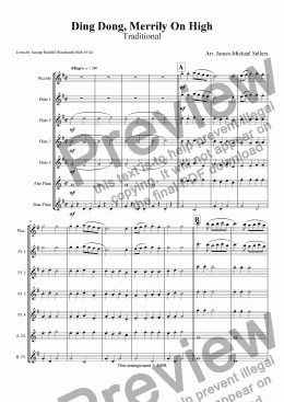 page one of Ding Dong Merrily on High (Flute Choir)
