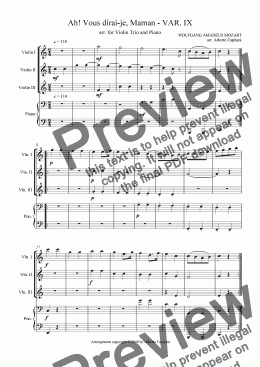 page one of Ah! Vous dirai-je, Maman - KV 265 - VAR. IX - arr. for Violin Trio and Piano