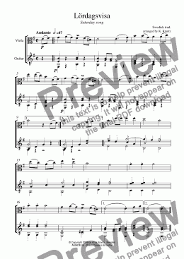 page one of Lordagsvisa (Saturday song) for viola and guitar