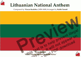 page one of Lithuanian National Anthem for Brass Quintet (MFAO World National Anthem Series)