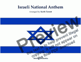 page one of Israeli National Anthem (Hatikvah) for String Orchestra (World National Anthem Series)