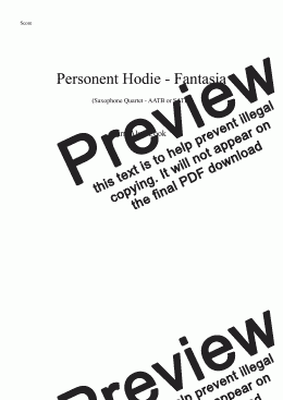 page one of Personent Hodie - Fantasia (Saxophone Quartet )