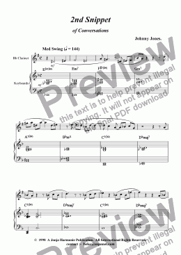 page one of 2nd Snippet of Conversations  (Jazz Etude,  Clarinet and Piano)