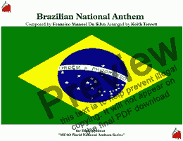 page one of Brazilian National Anthem for Brass Quintet (Hino Nacional Brasileiro) MFAO World National Anthem Series