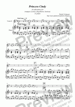 page one of Princess Cindy (for trumpet & piano)