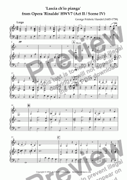 page one of "Lascia ch’io pianga" from Opera "Rinaldo" HWV.7 (Act II / Scene IV) for Horn & Piano