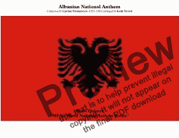 page one of Albanian National Anthem for Brass Quintet & Percussion (Himni i Flamurit - Hymn to the Flag) ''World National Anthem Series''