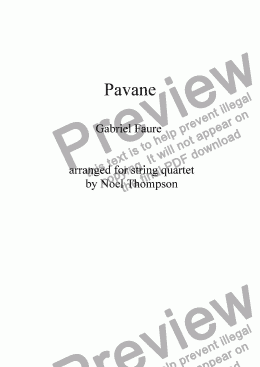 page one of Faure's Pavane :arranged for string quartet - improved version