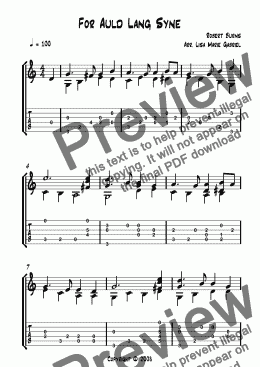 page one of For Auld Lang Syne - Easy Guitar Solo with TAB